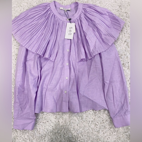 Sea New York Tops - NWT Sea New York Puritan Collar Linen-Blend Blouse In Lilac